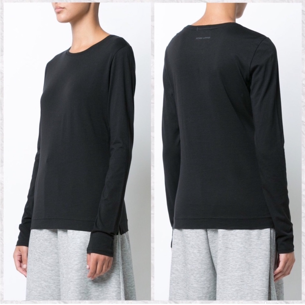 Adam Lippes Long Sleeve Crew Neck Pima Cotton Tee Shirt